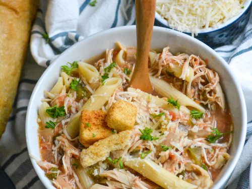 Crockpot Chicken Parmesan Soup - Foxes Love Lemons