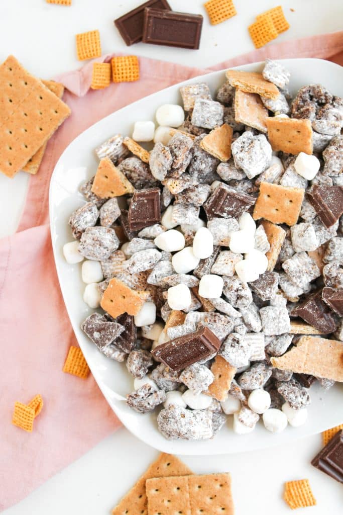 S'MORES MUDDY BUDDIES ON A WHITE PLATE