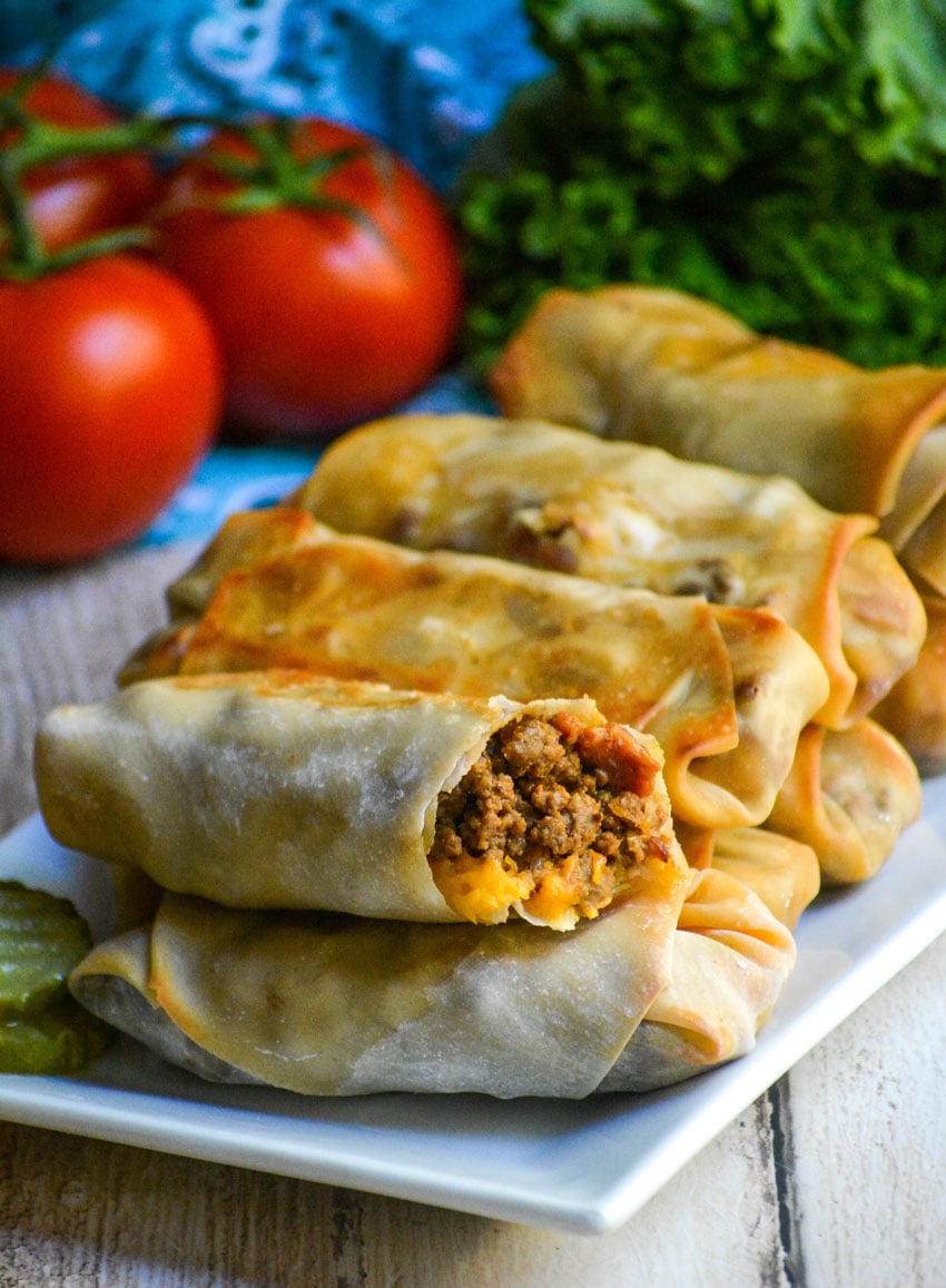 Baked Bacon Cheeseburger Egg Rolls