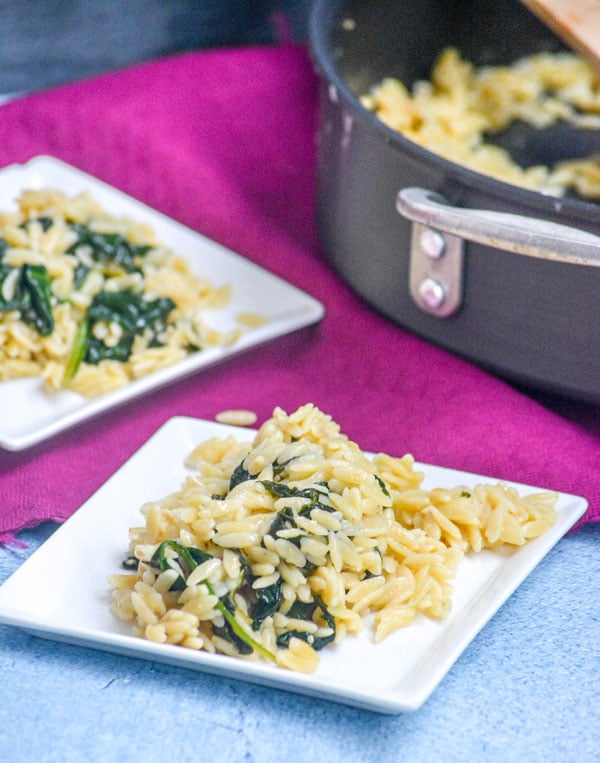 Spinach Parmesan Orzo Pasta Skillet Supper