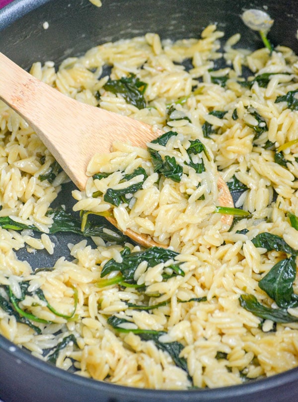 Spinach Parmesan Orzo Pasta