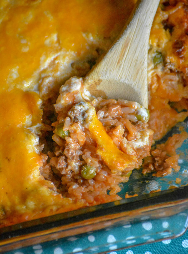 Cheesy Ground Beef And Rice Casserole