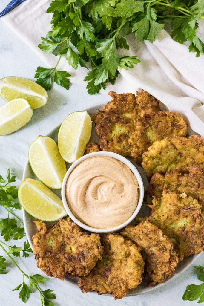 zucchini fritters with chili lime mayo