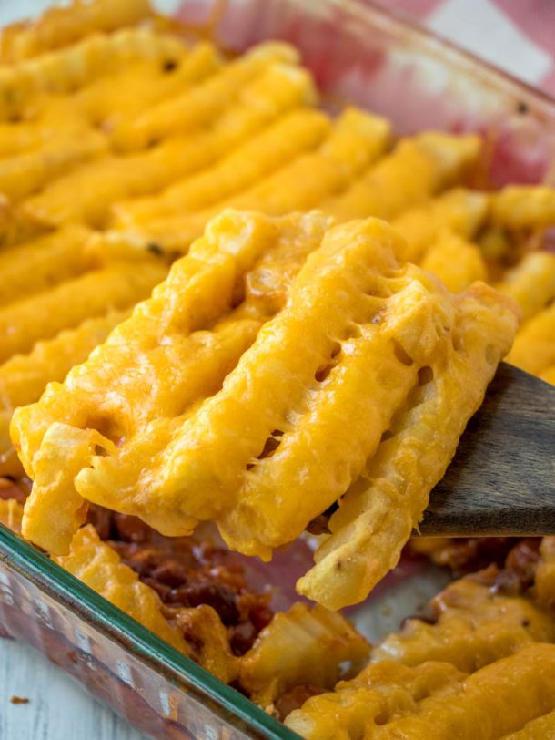 Chili Dog Casserole with Cheese Fries 4 Sons 'R' Us