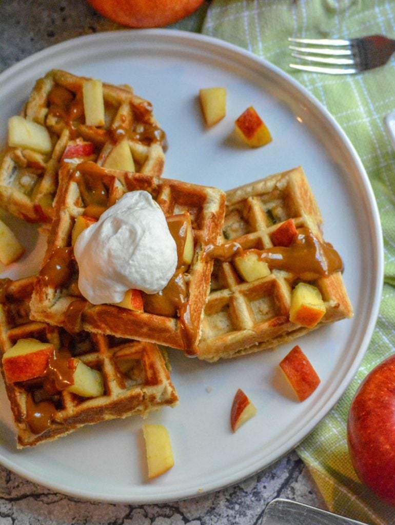 Caramel Apple Stuffed Waffles