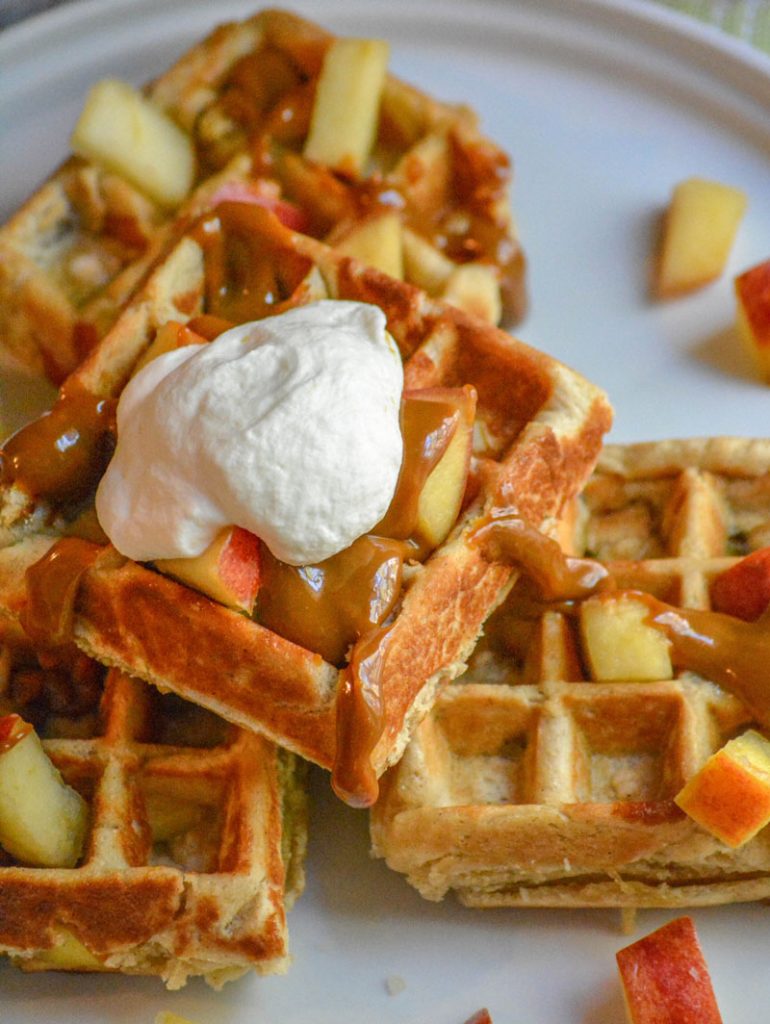 Caramel Apple Stuffed Waffles