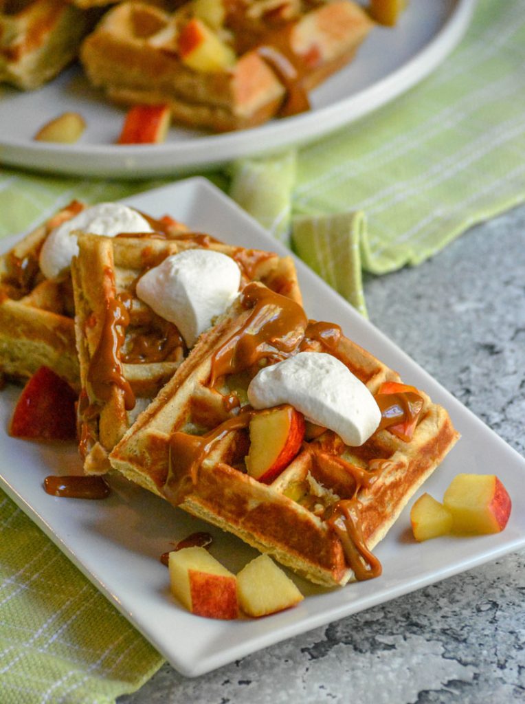 Caramel Apple Stuffed Waffles