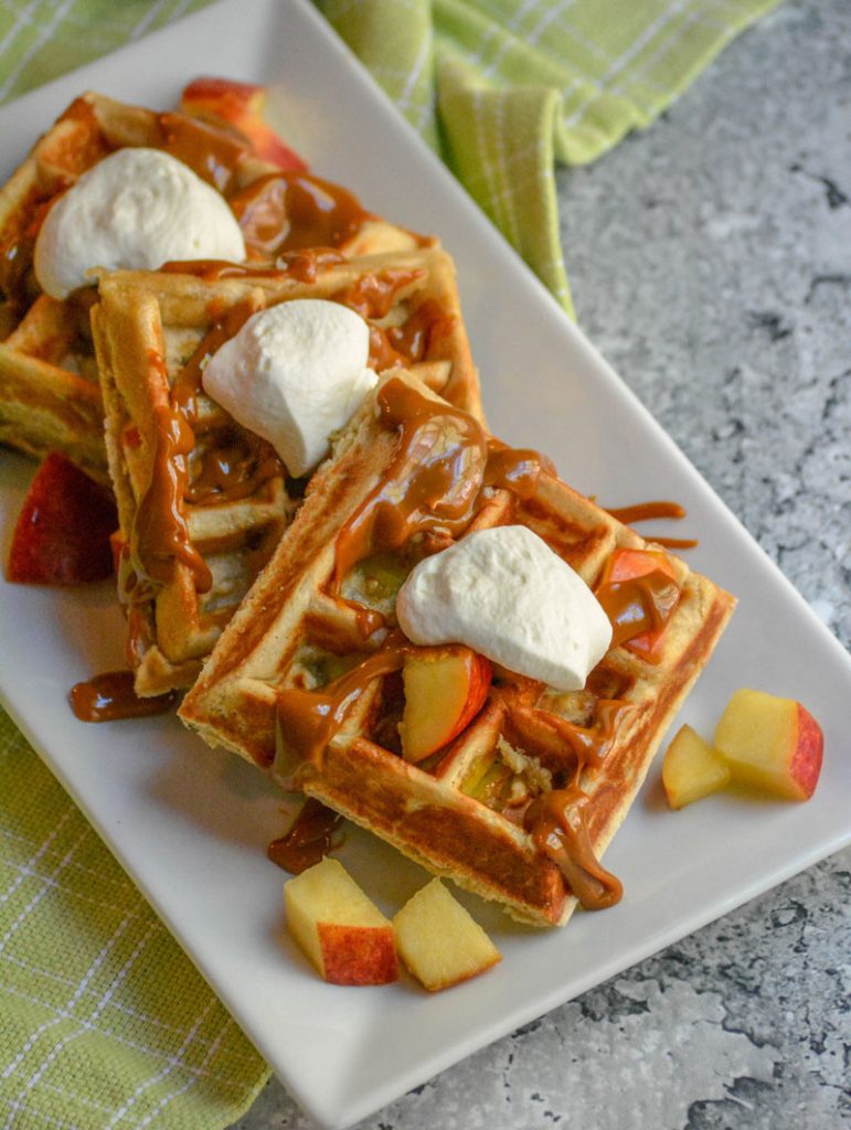 Caramel Apple Stuffed Waffles