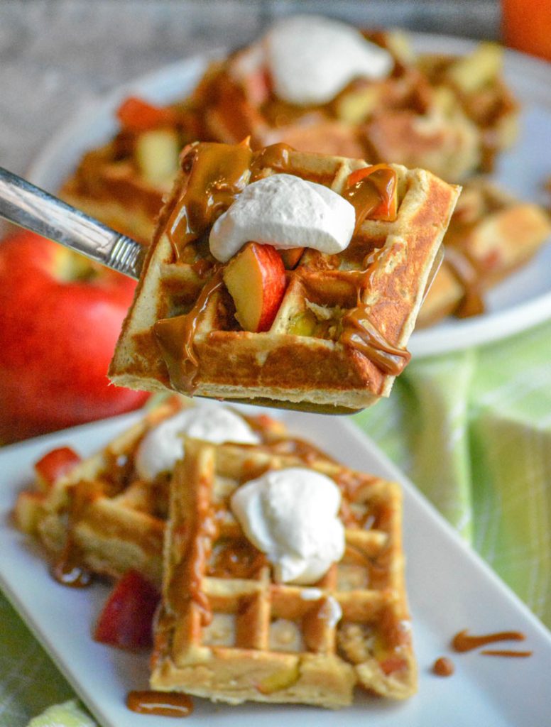 Caramel Apple Stuffed Waffles