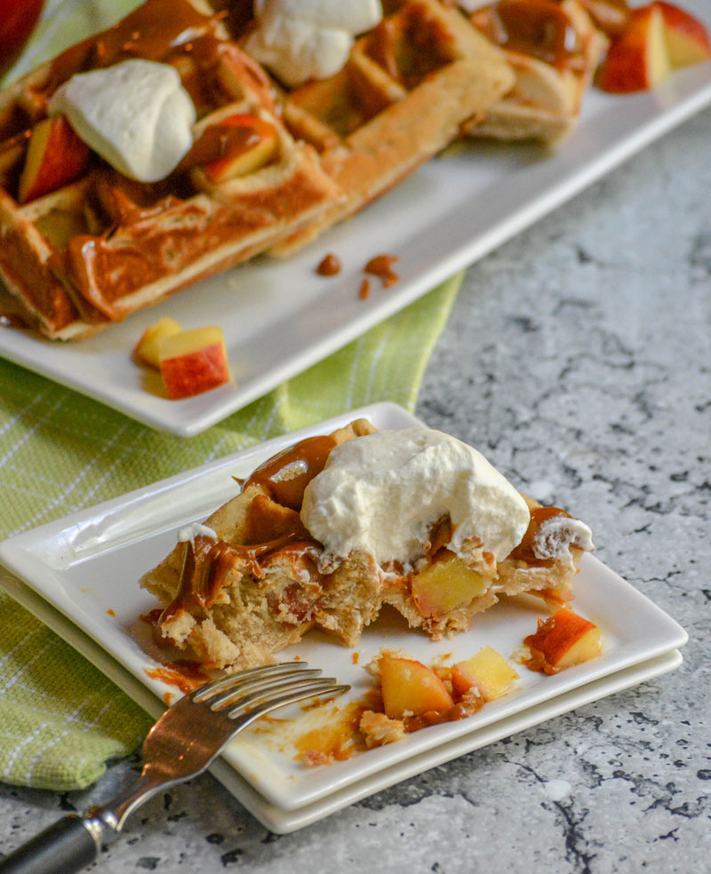 Caramel Apple Stuffed Waffles