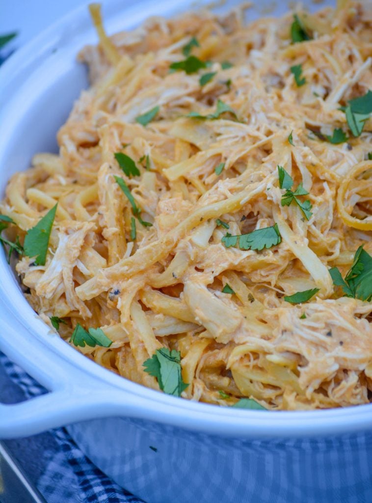 Crockpot Cheesy Buffalo Chicken Pasta