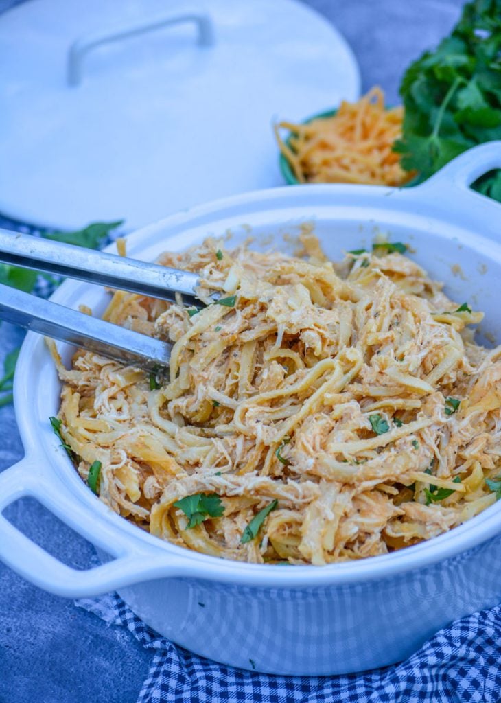 Crockpot Cheesy Buffalo Chicken Pasta