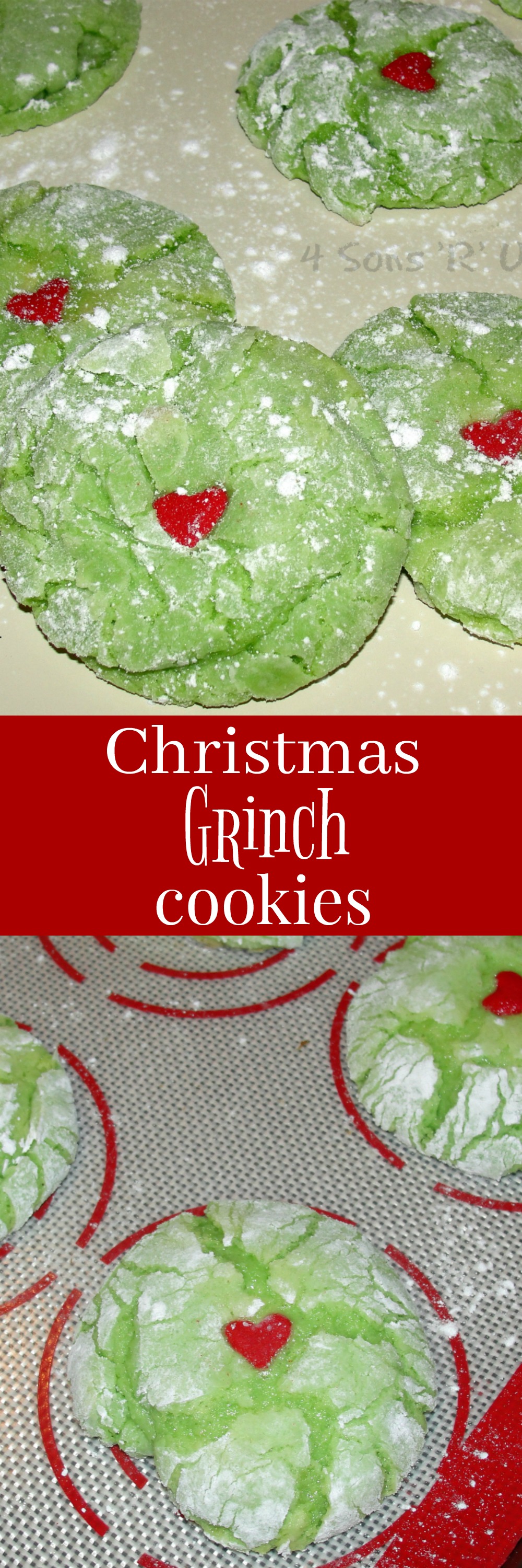 Quick and easy cake cookies are a soft, fluffy, melt-in-your-mouth treat. We've turned these Grinch Cookies green and given them a Grinchy make-over, turning them into fun Christmas-themed snack or dessert.
