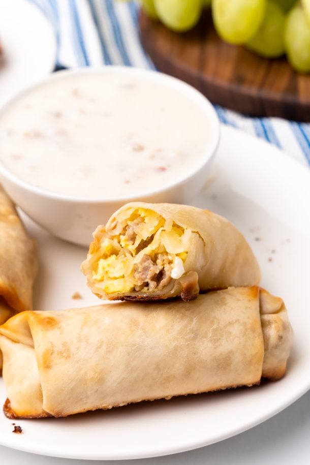 Breakfast Egg Rolls with Sausage Gravy 4 Sons 'R' Us