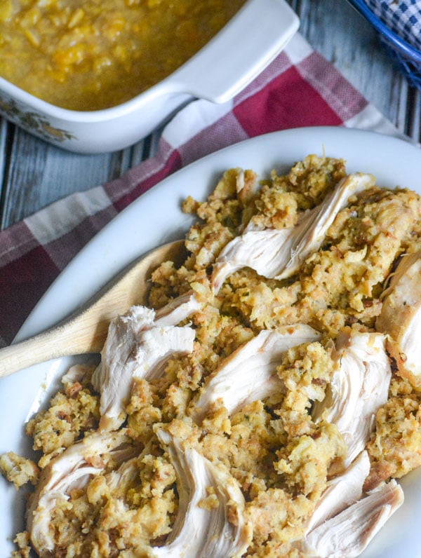 Four Ingredient Chicken & Stuffing In The Crock Pot or Slow Cooker