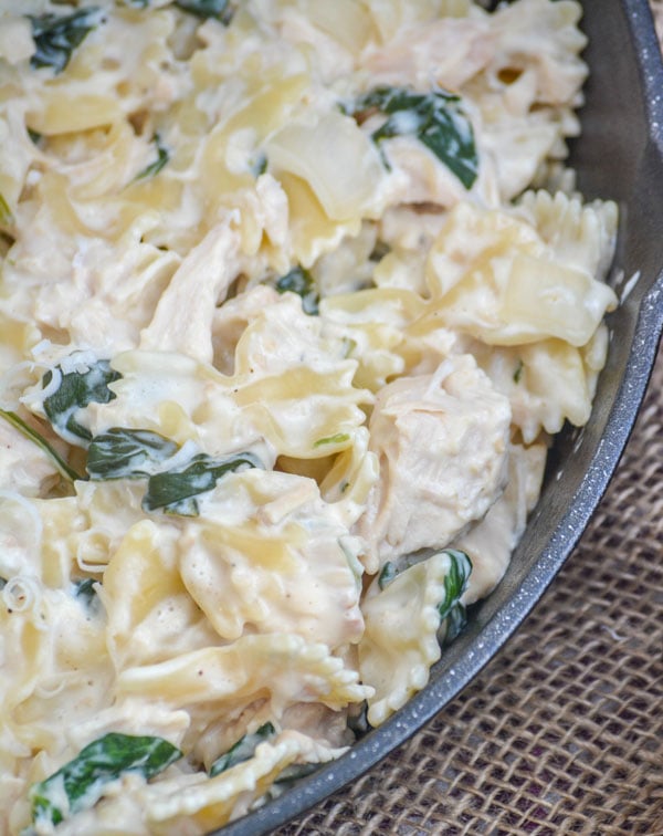 Chicken Florentine and Farfalle