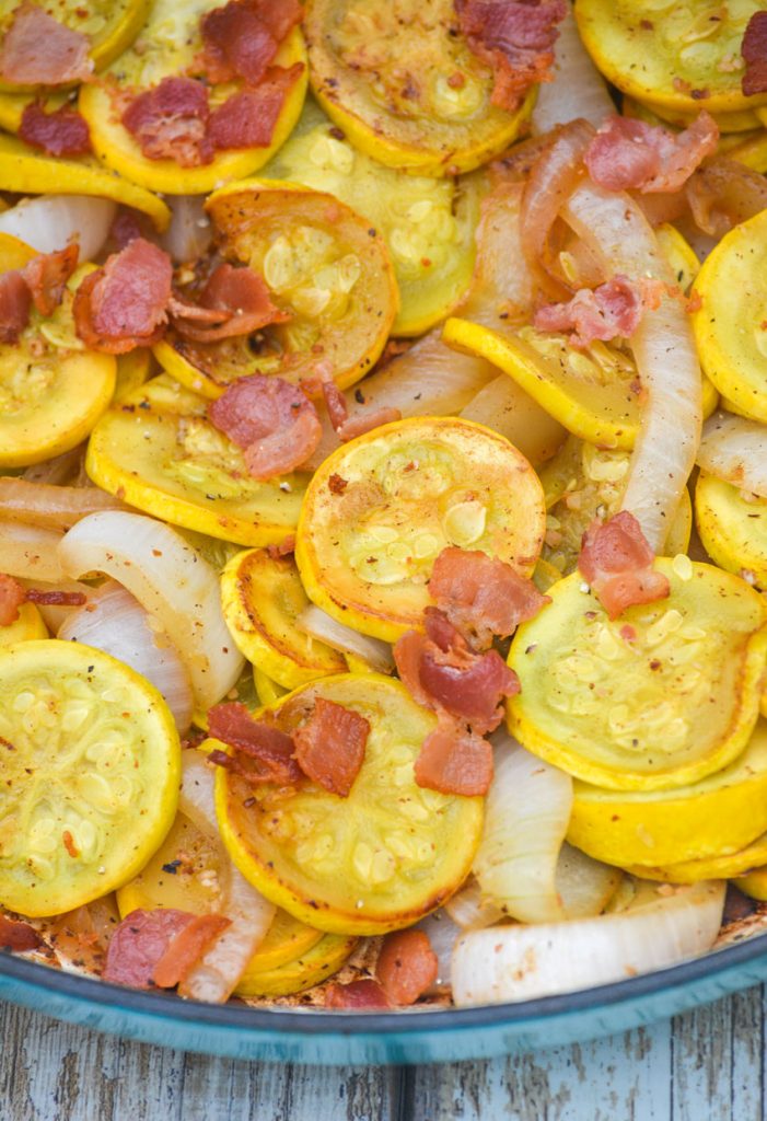 Sauteed Summer Squash with Bacon & Onions 4 Sons 'R' Us