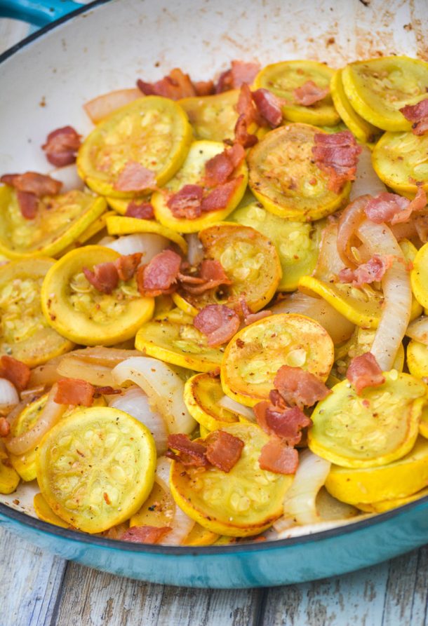 Sauteed Summer Squash with Bacon & Onions 4 Sons 'R' Us