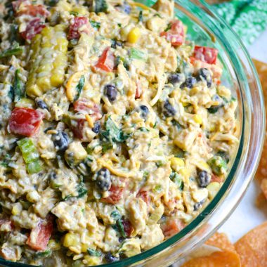 Southwestern egg roll dip in a glass bowl