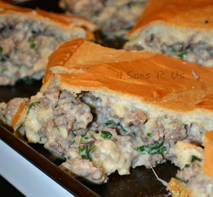 Sausage Alfredo Stuffed French Bread Sandwiches