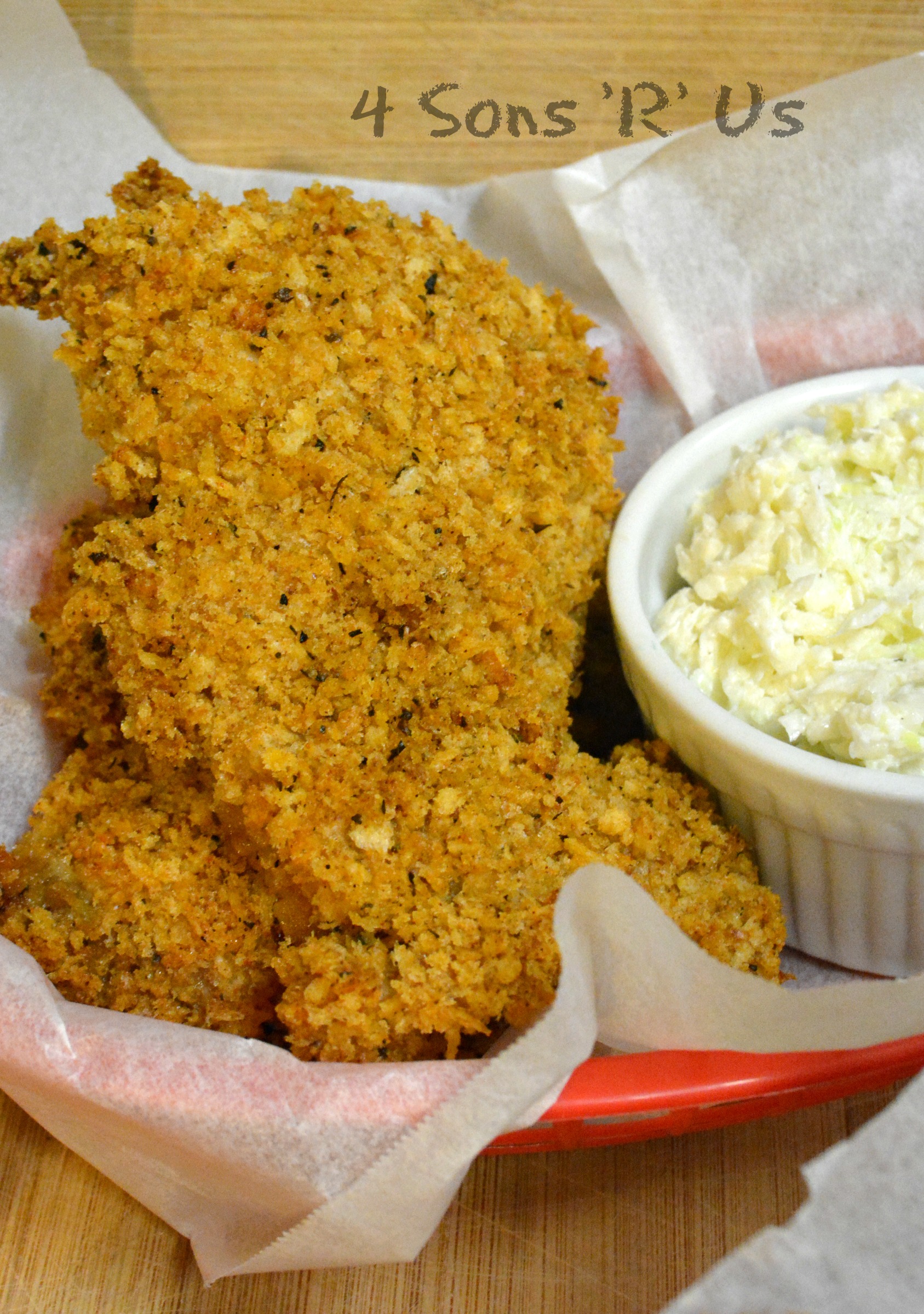 Oven Fried Chicken with 3 Ingredient Coleslaw 2 - 4 Sons 'R' Us