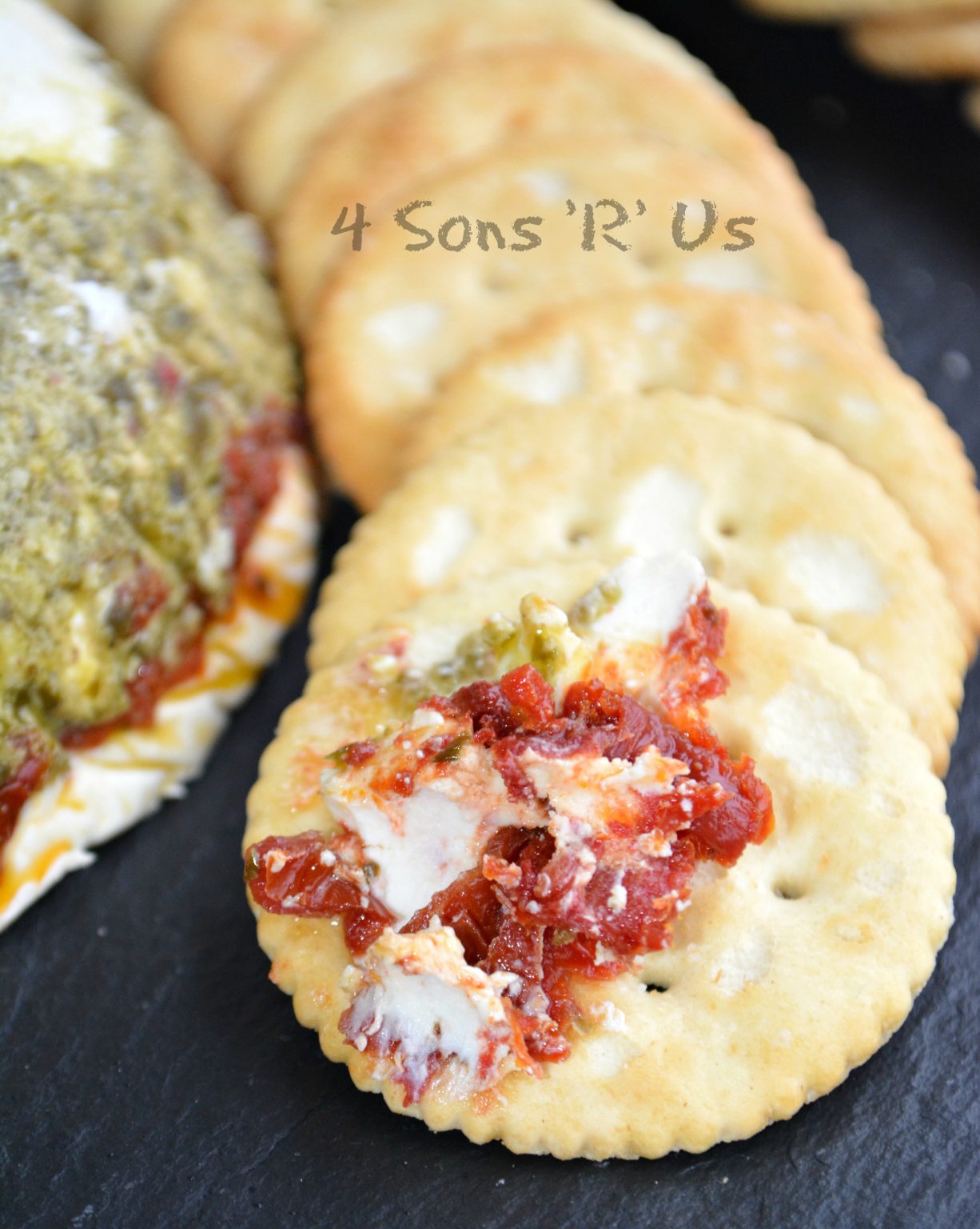 Pesto Cream Cheese Spread with Sun Dried Tomatoes 4 Sons 'R' Us