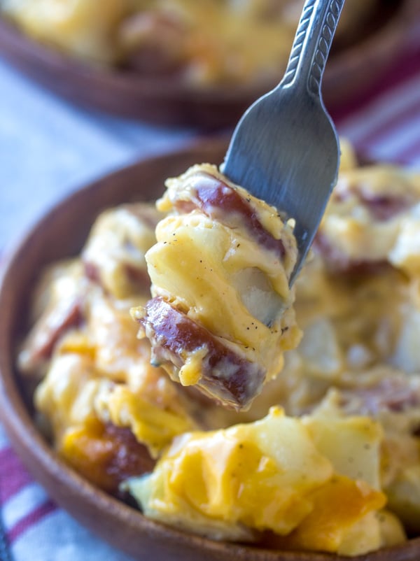 Cheesy Potato & Smoked Sausage Casserole