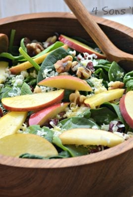 Spinach, White Cheddar, and Apple Salad with Nuts, Berries & A Honey-Cider Vinaigrette