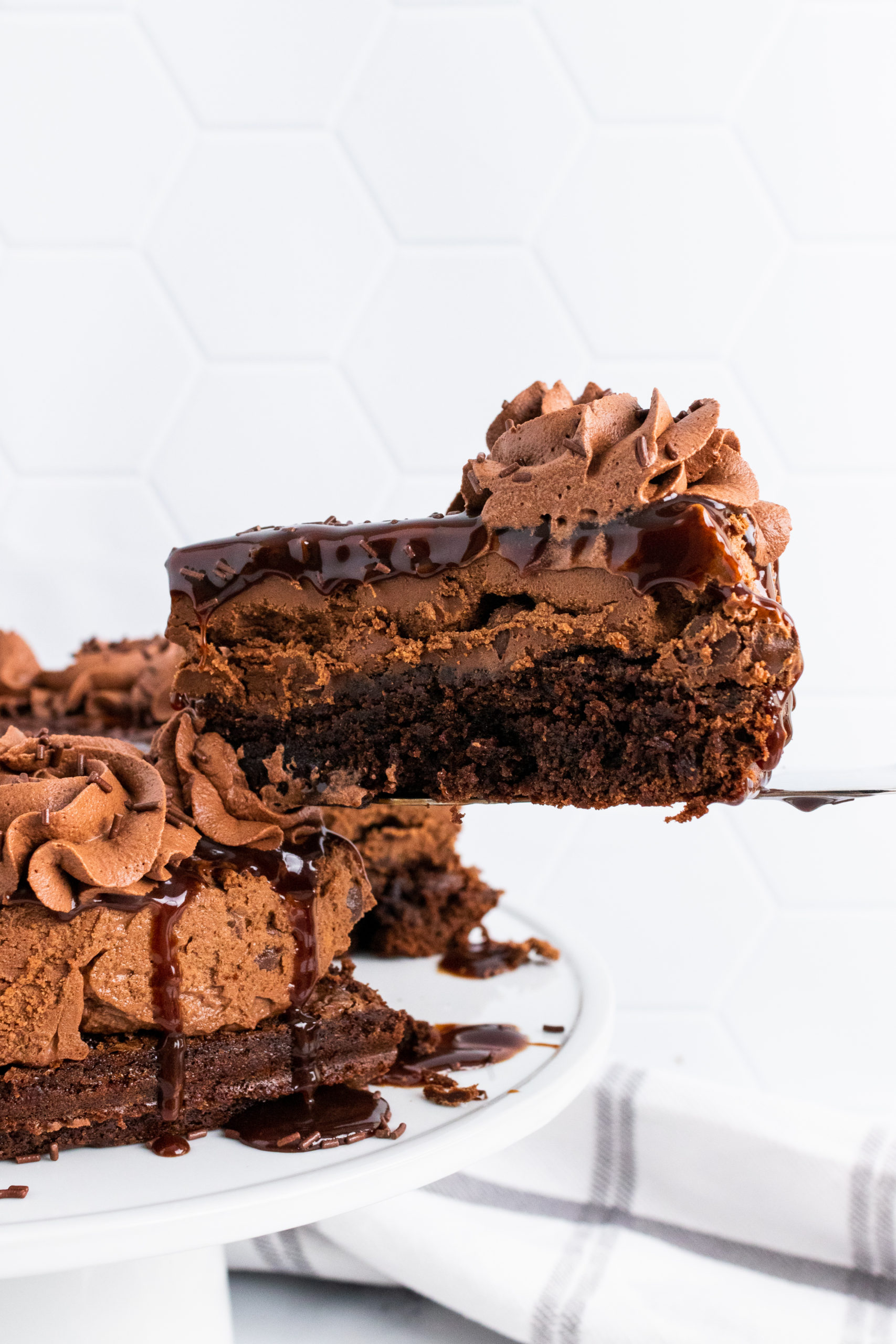 No Bake, Hot Fudge Brownie Cheesecake - 4 Sons 'R' Us