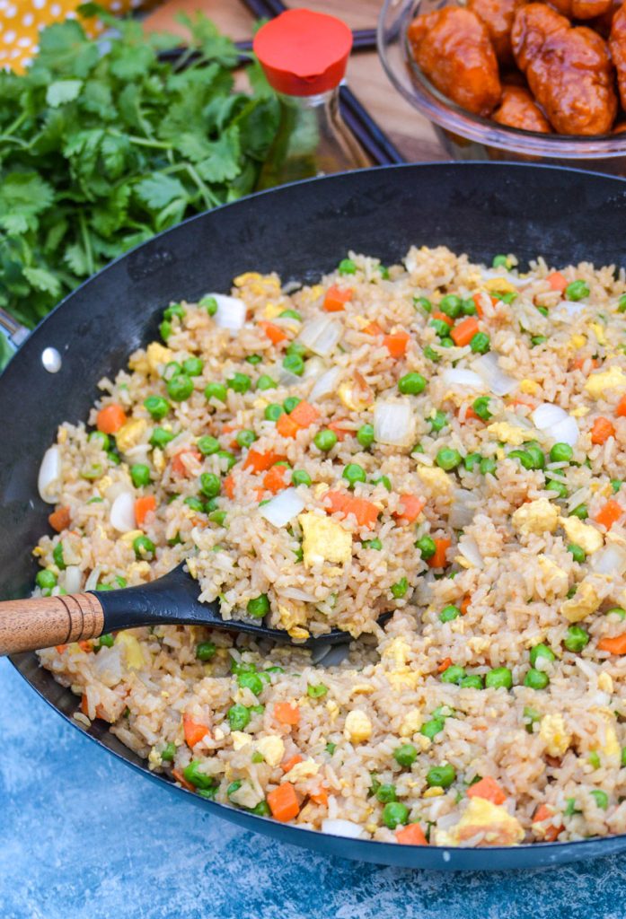 a wok shown full of Panda Express copy cat fried rice