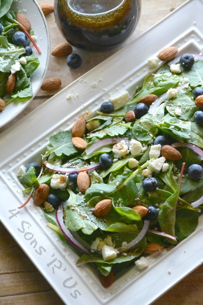 Blueberry feta spinach salad with lemon poppyseed vinaigrette