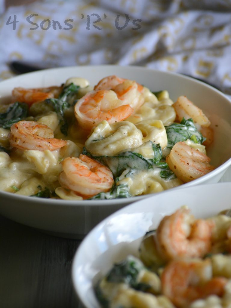 Creamed Spinach Tortellini with Seasoned Shrimp