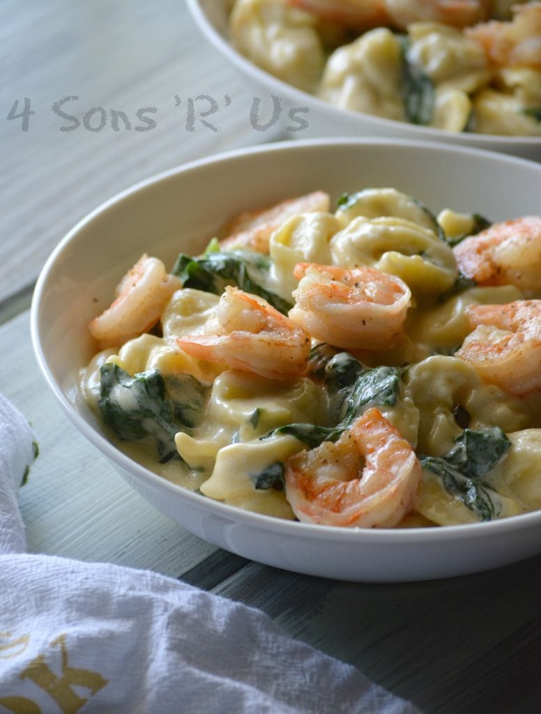 Creamed Spinach Tortellini with Seasoned Shrimp