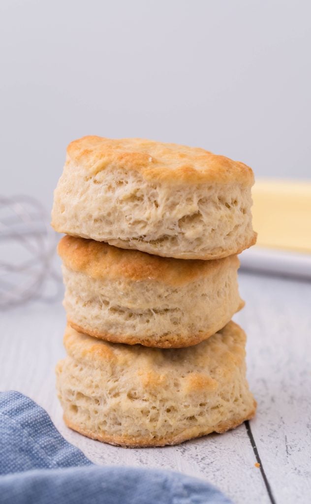 a stack of copycat KFC buttermilk biscuits