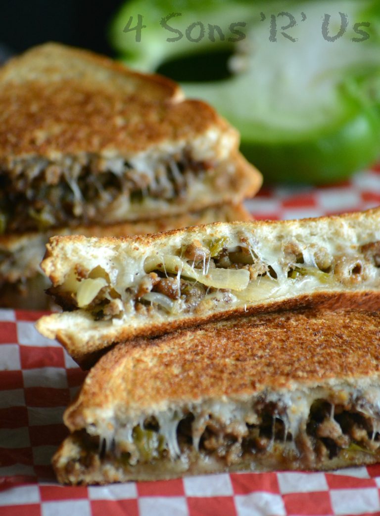 Ground Beef Philly Cheesesteak Grilled Cheese - 4 Sons 'R' Us