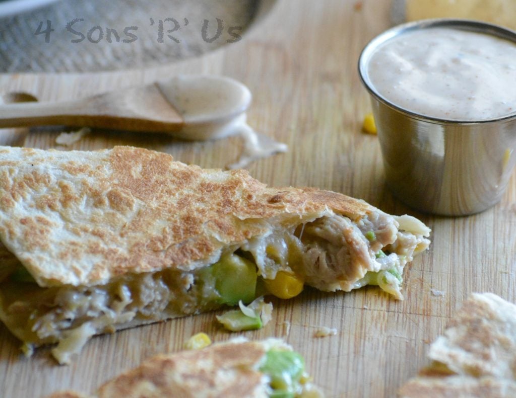 Sweet & Smoky Pork Quesadillas with Spicy Ranch Dressing