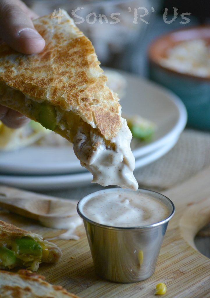Sweet & Smoky Pork Quesadillas with Spicy Ranch Dressing