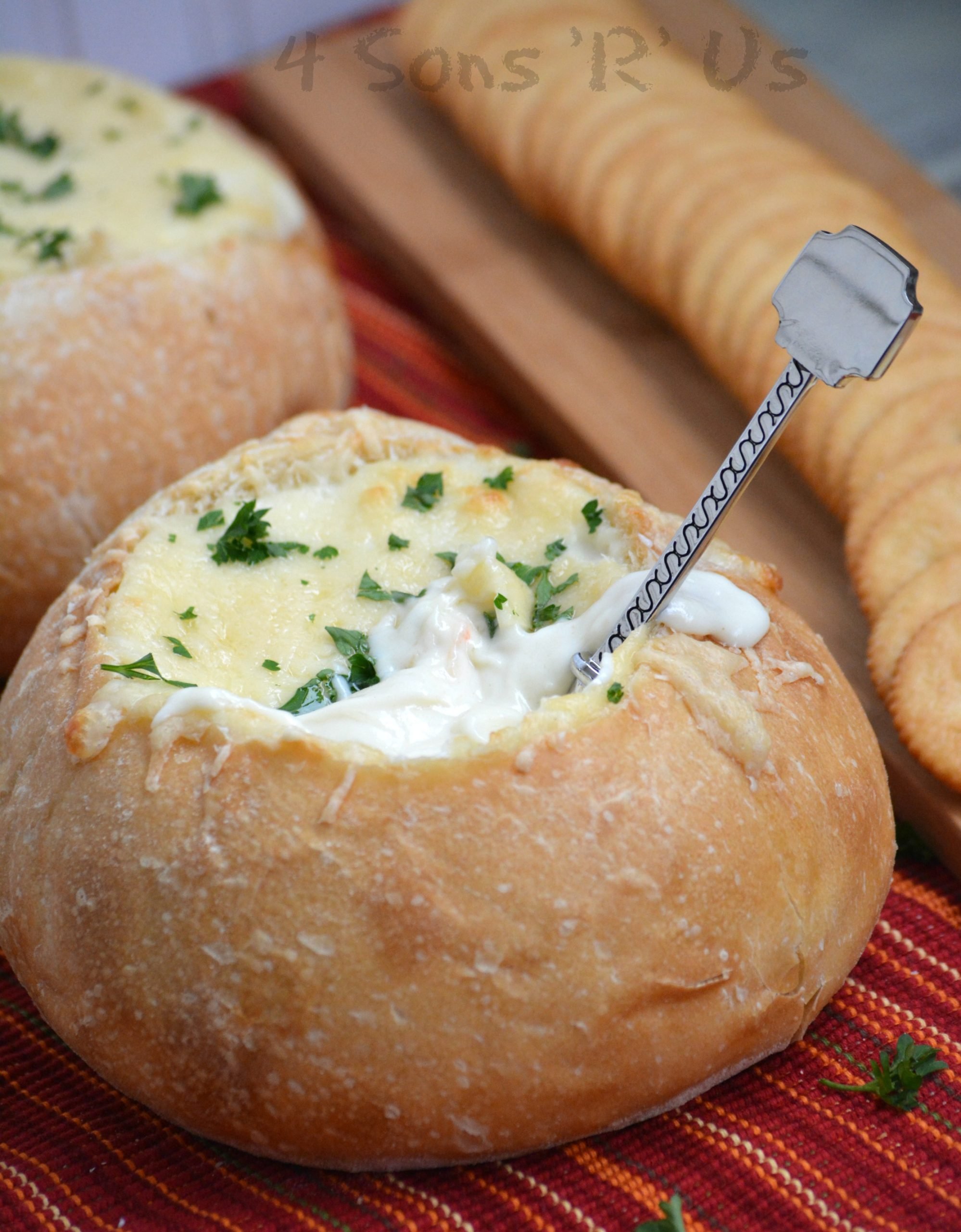Parmesan Shrimp Dip Bread Bowl - 4 Sons 'R' Us