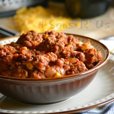 leftover meatloaf chili in a brown bowl