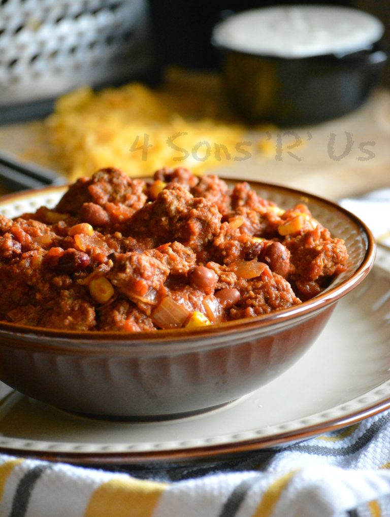 Chipotle Sweet Corn Leftover Meatloaf Chili - 4 Sons 'R' Us