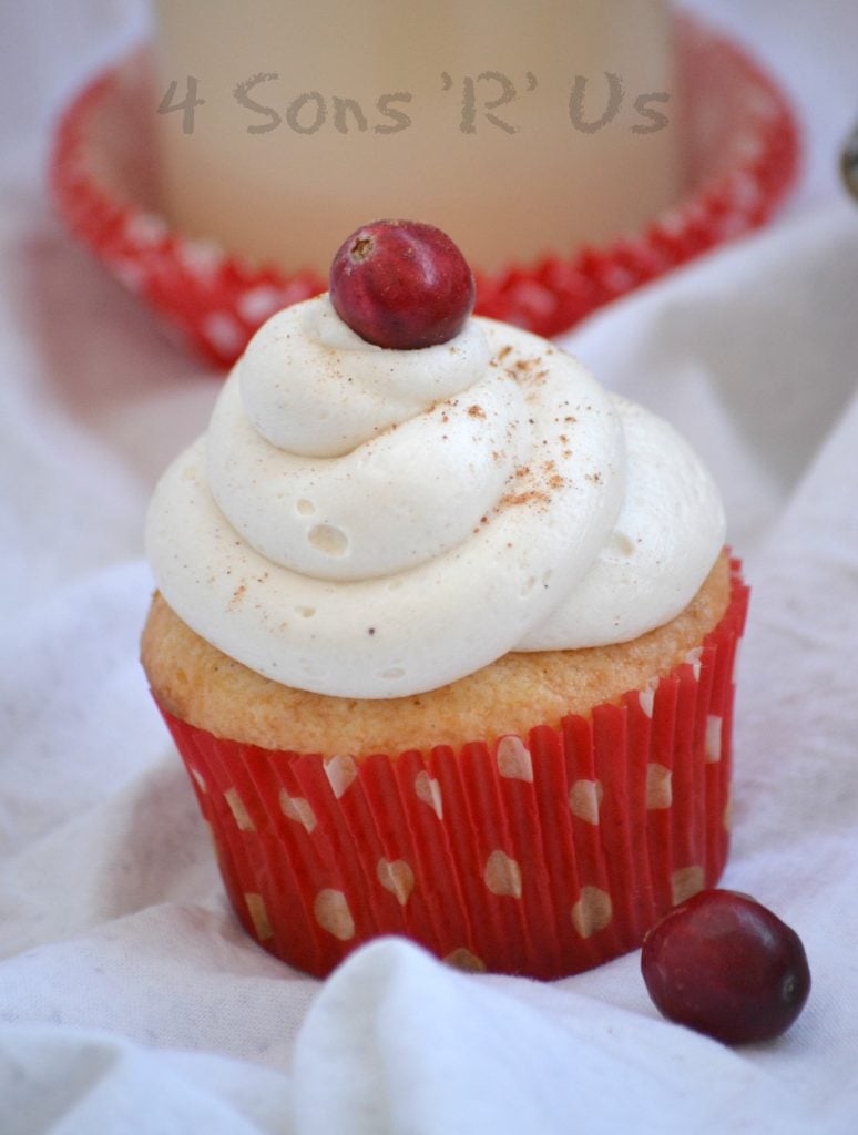 Cranberry Eggnog Cupcakes With Spiced White Chocolate Buttercream Frosting
