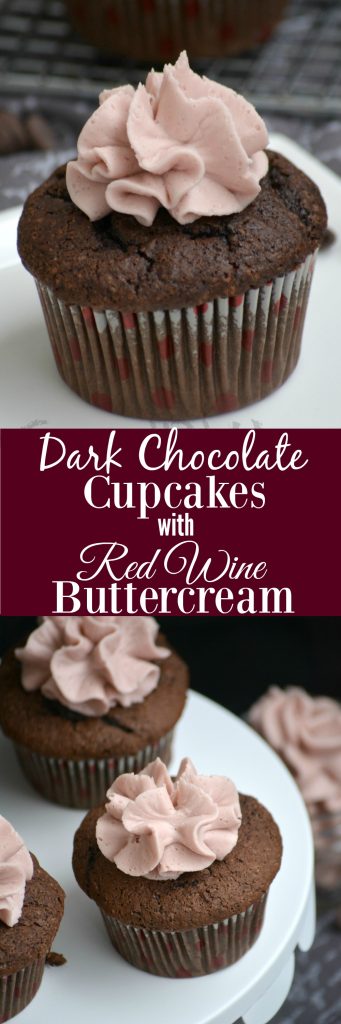 Dark Chocolate Cupcakes with Red Wine Buttercream