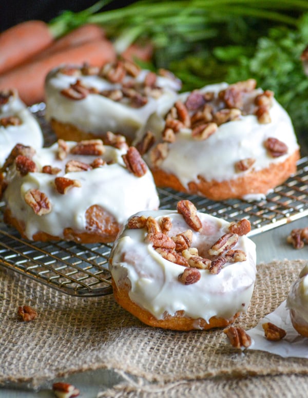 Carrot Cake Donuts with Cream Cheese Glaze