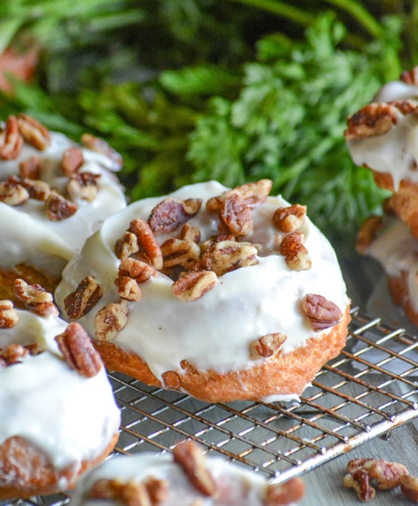 Carrot Cake Donuts with Cream Cheese Glaze