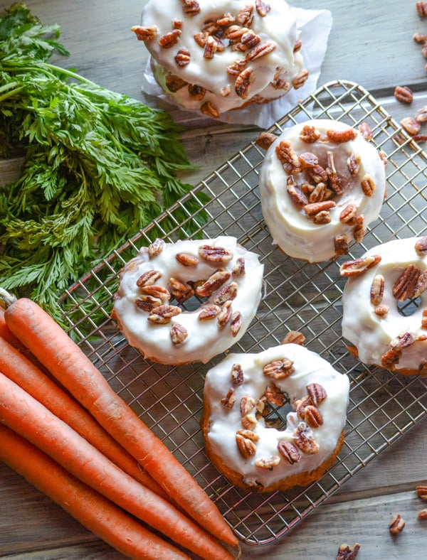 Carrot Cake Donuts with Cream Cheese Glaze