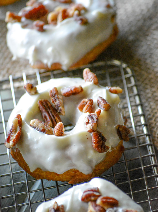 Carrot Cake Donuts with Cream Cheese Glaze