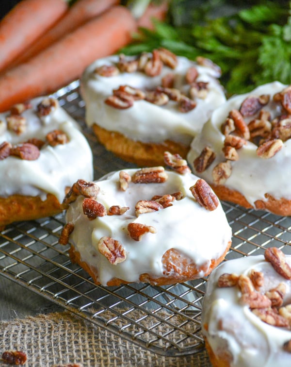 Carrot Cake Donuts with Cream Cheese Glaze