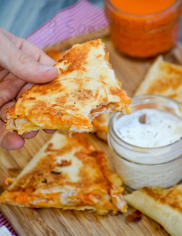 Extra Cheesy Buffalo Chicken Quesadillas