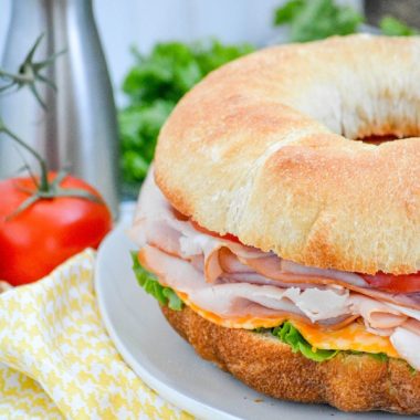 cold cut bundt pan sub sandwich on a white plate