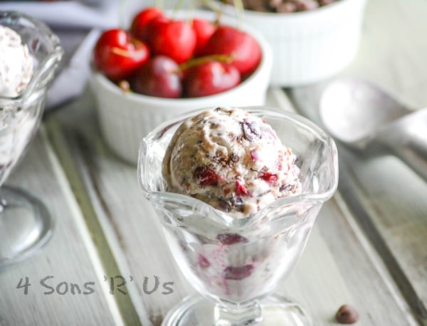 SCOOPS OF COPYCAT BEN & JERRY'S CHERRY GARCIA ICE CREAM IN A GLASS ICE CREAM BOWL